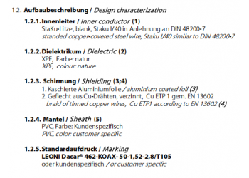 莱尼RG174 Dacar462汽车HSD电缆LEONI